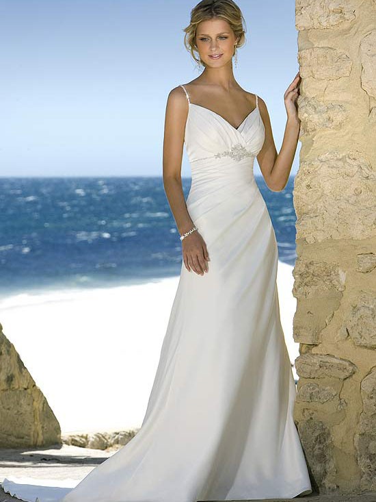 Beach wedding dress in satin