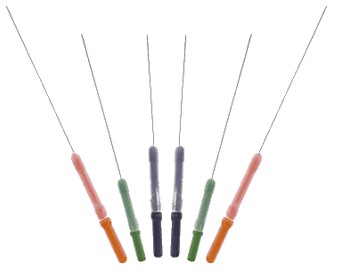 Acupuncture needles with plastic handle