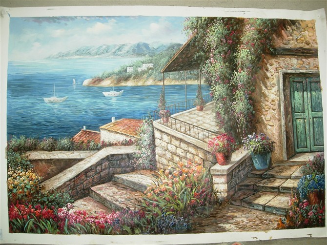 Mediterranean oil painting canvas art