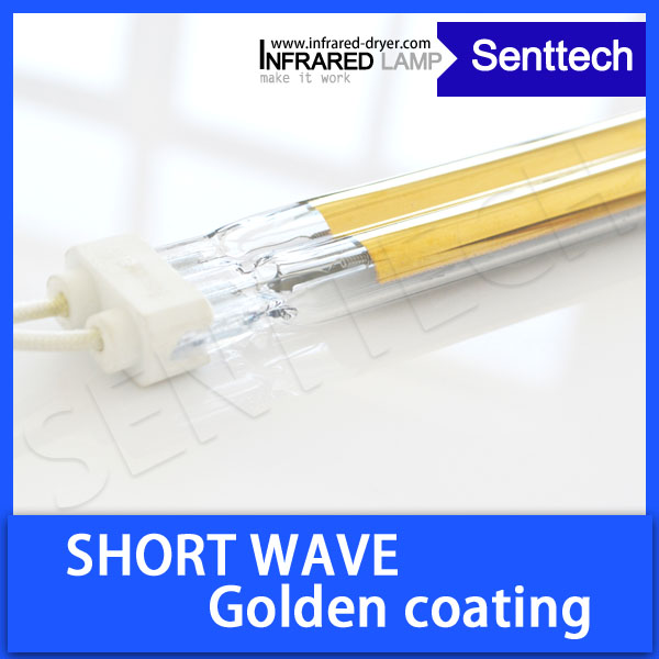 Short wave infrared heating lamp with golden coating