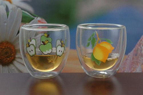 glass double wall cup