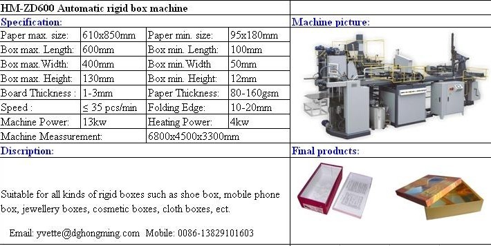 Automatic rigid box making machine