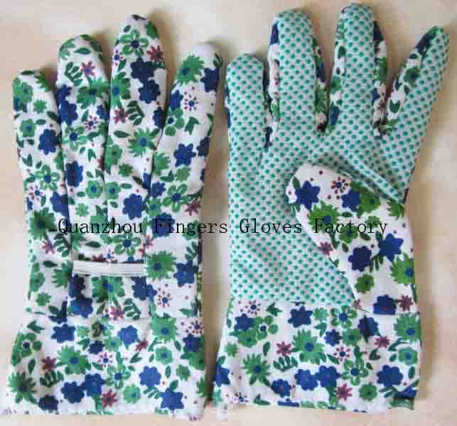 NW-1003 PVC Dotted Garden Glove With The Band Top Cuff