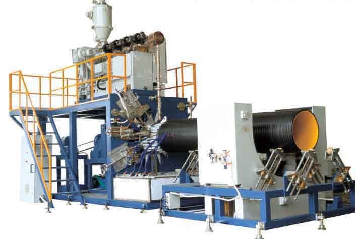 Spiral pipe extrusion line