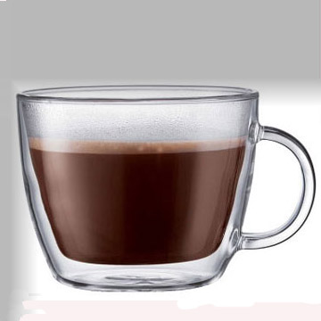 glass double wall coffee cup