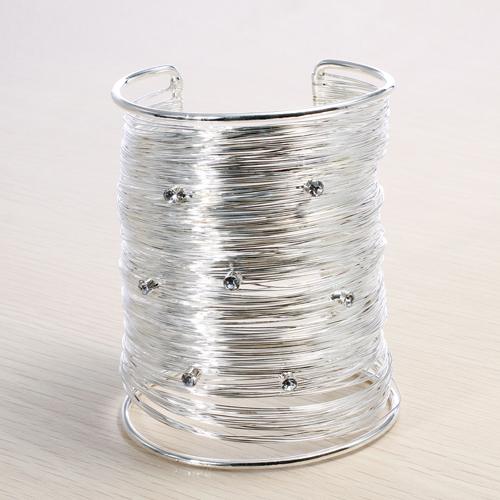 Dazzling Silver Tone Wire Cuff Alloy Bracelet-S0243R
