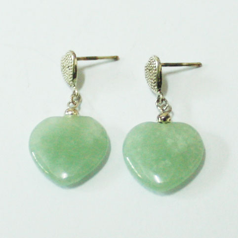 silver earring with jade