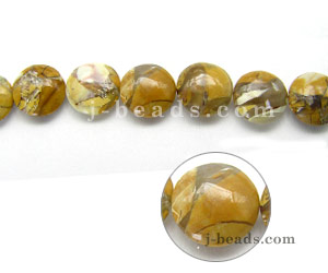 Brecciated Mookaite Puff Coin Smooth Beads