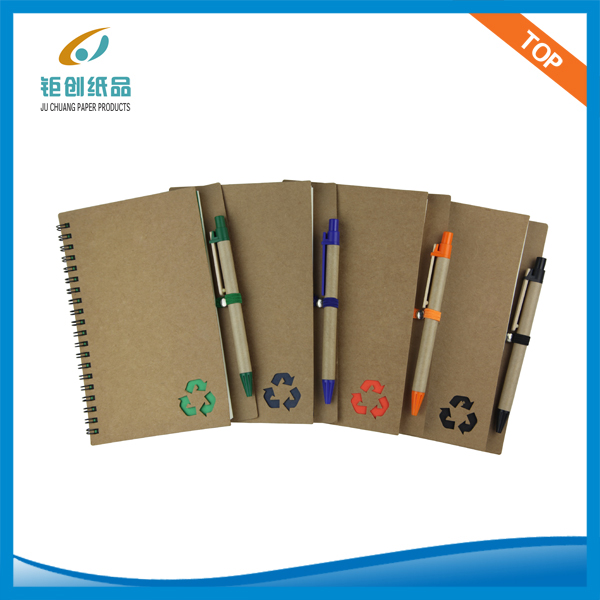 42K RECYCLE KRAFT PAPER NOTEBOOK WITH PEN