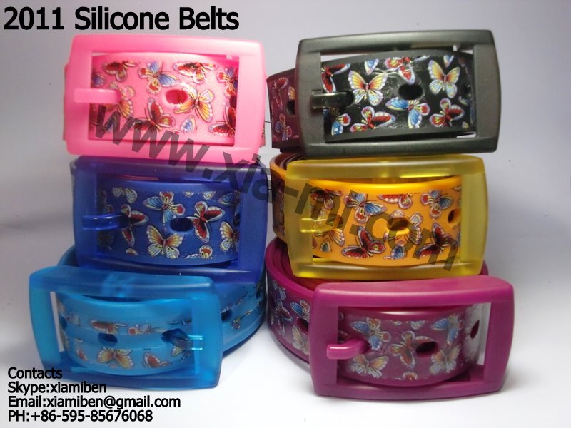 2011 fashion colorful silicone rubber plastic belts