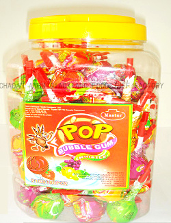 Bubble gum lollipop(4 Flavors,whistle)