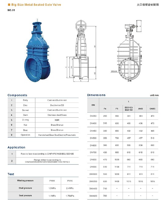 DN700 metal seated gate valves