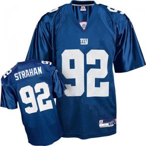 New York Giants #92 Strahan Blue Stitched Replica NFL Jersey