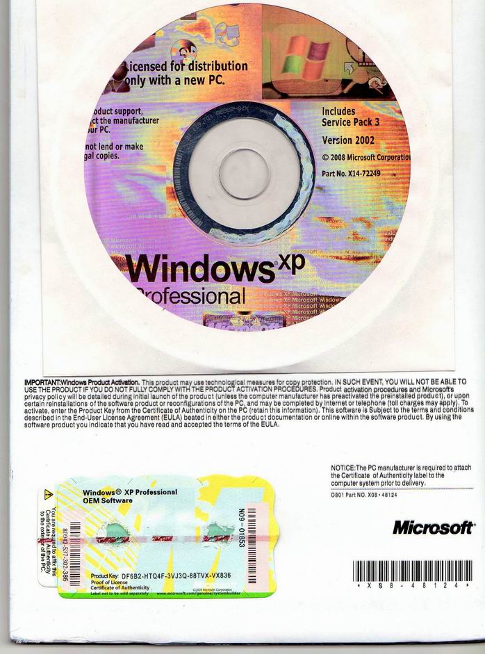Microsoft Windows XP 32-bit Key OEM Serial number