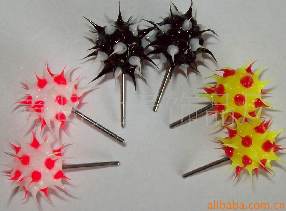 silicone spikye ball two colours earrings