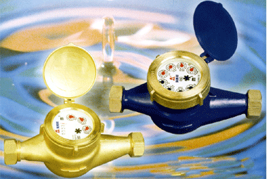 Rotary vane wet water meter