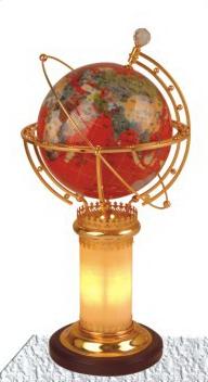 330mm desk-top marble red crystal rotation globe