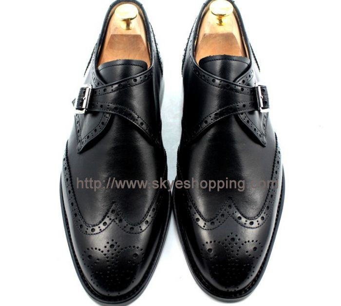 Man's Vintage Handmade Shoes In Calf Leather With Buckle