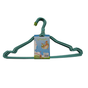 16 inch hollow shoulder plastic-covered steel wire hanger