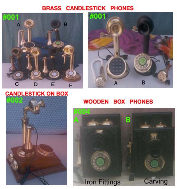 Brass & Wooden Phones & Clocks