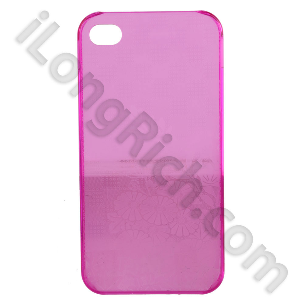 Clear Flower Series TPU Cases For iPhone 4&4S-Pink