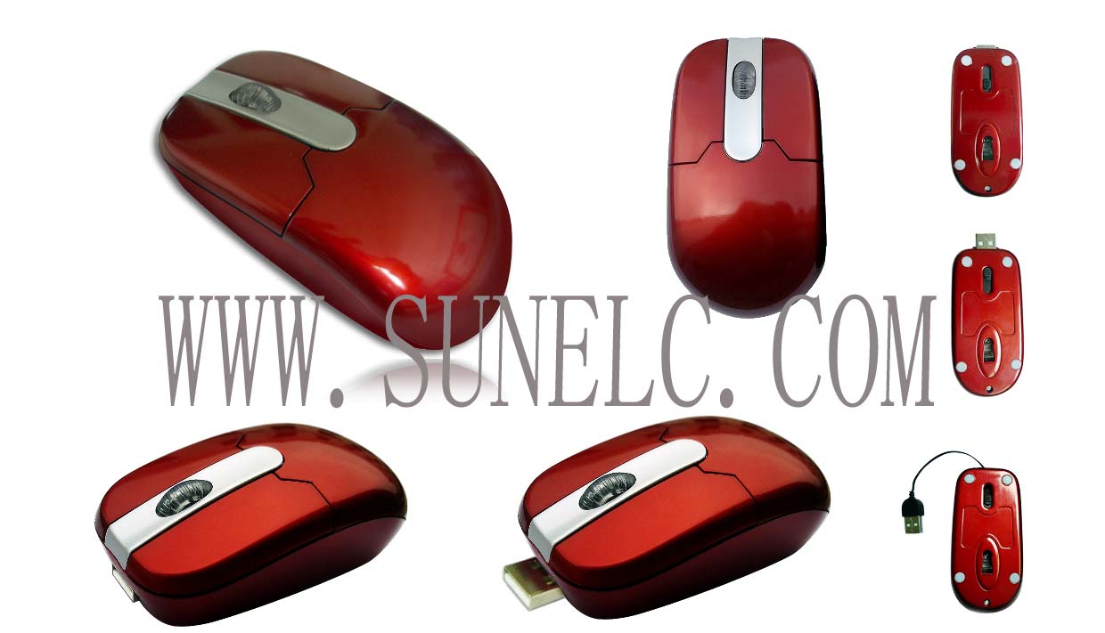 Hidden retractable cable optical mouse