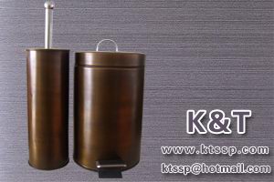 Stainless steel copper-plated trash bins set