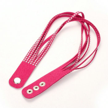 Fabric Bracelet Round Acrylic Multi Strand Pink Tone-SQ0086