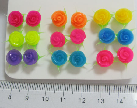 5mm silicone spiky ball rose flower earrings