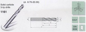 Solid carbide 3-lip drills(d1 8.70-20.00 )