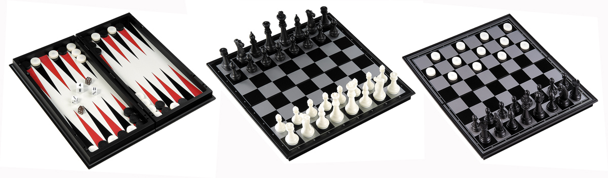 3-in-1 Folding Magnetic Chess & Checkers & Backgammon