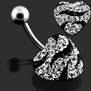 Swarovski,preciosa Crystal stone Heart Belly Ring