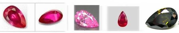 Pear Cubic Zircona and Ruby in Various Sizes and Colors