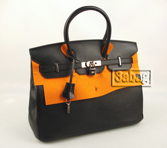 Hermes black Birkin crocodile handbag 1041 35cm