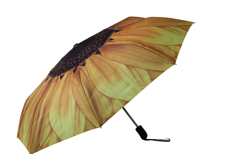 3folding auto open/close sunflower shape umbrella
