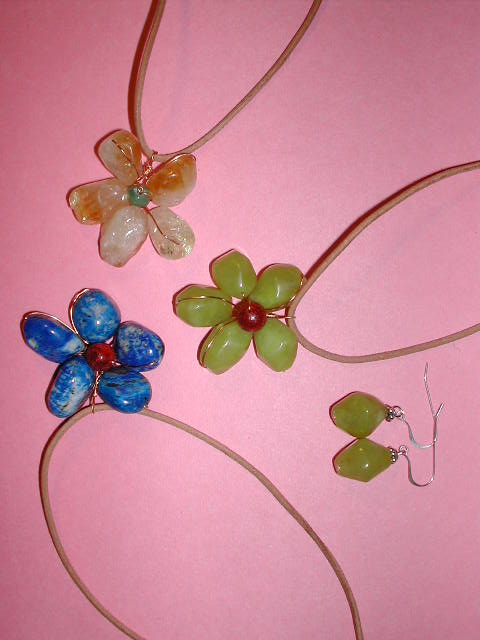 Gemstone Flower Pendants
