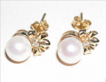 Genuine Pearl And Diamond Earrings