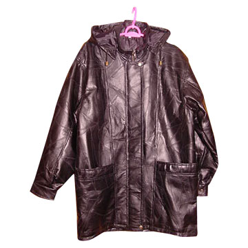 Ladies' Patch Leather Trench Coat