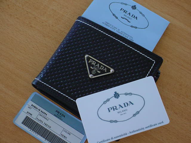 New Men's Leather Black & Sand Prada Wallets