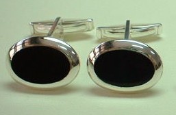 Sterling Silver Cuff Links With Onyx