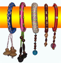 Wooden Bangles With Thread Work And Latkan
